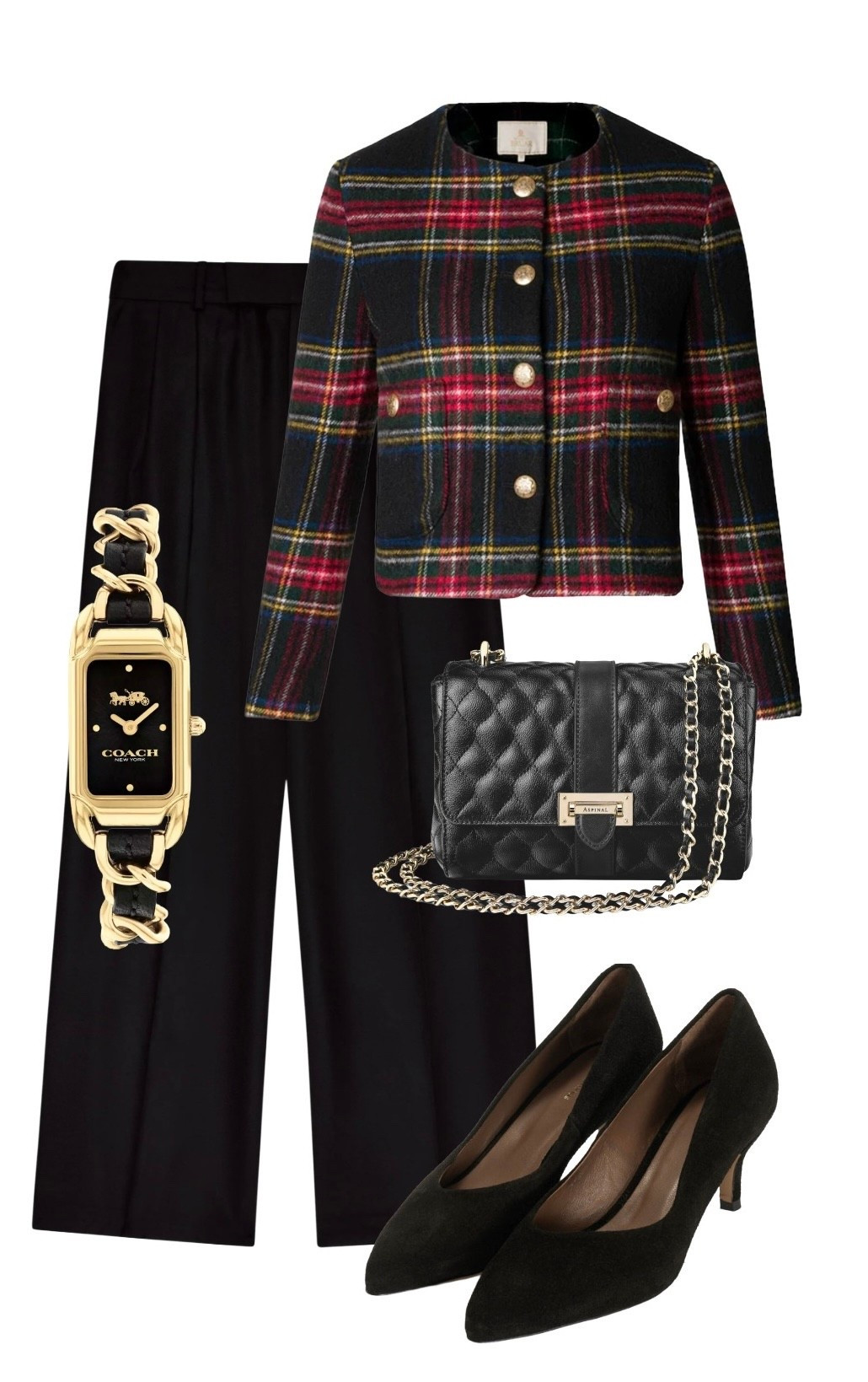 Channeling Princes Diana’s classic 90s style with this stunning Tartan Boucle Jacket on sale at House of Bruar and catch plenty of Black Friday offers on other items too 👇🏻

Rampling Wool Trousers in Black - With Nothing Underneath 

Lottie Black Quilted Leather Shoulder Bag - (on a Black Friday sale!) Aspinal of London

Cadie Black Leather Chain Watch - Coach at John Lewis (save 20% during the Black Friday sale)

Trini 40 Low Pointed Heels in Black Leather - Anonymous Copenhagen



#LTKeurope #LTKsale #LTKfestive