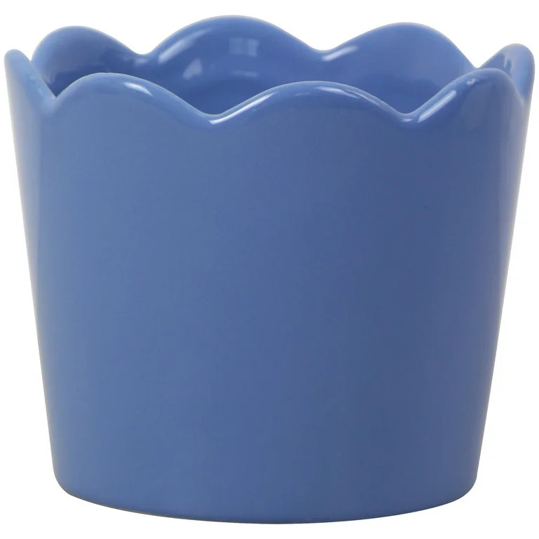 Mainstays 6in Scallop Blue Round Ceramic Planter | Walmart (US)