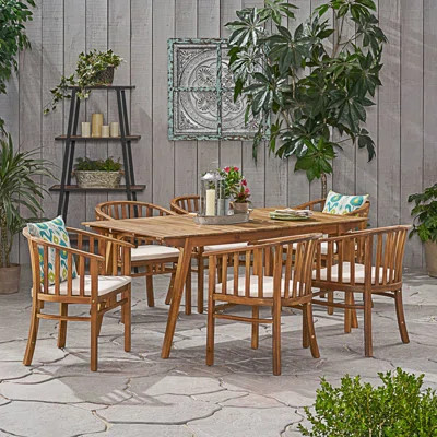 Outdoor 6 Seater Dining Set With Cushions | Wayfair North America