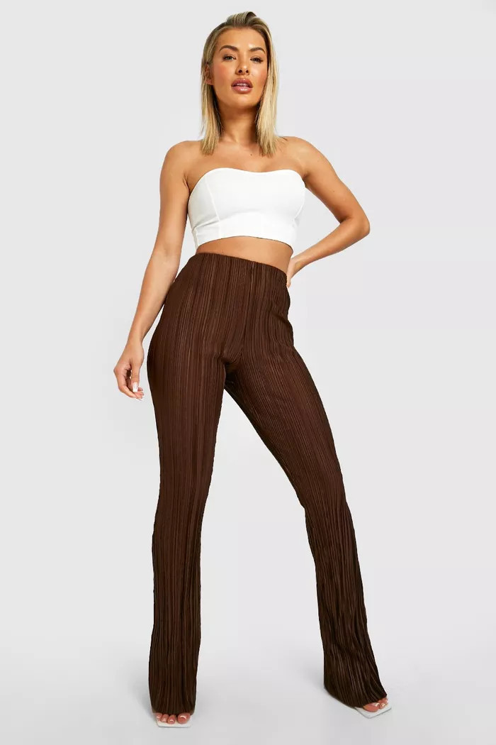 Plisse Puddle Hem Trousers | Boohoo.com (UK & IE)