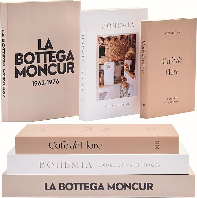 Coffee Table Books set of 3 Decorative Books Neutral Room Decor Aesthetic Shelf Decor Beige White... | Amazon (US)