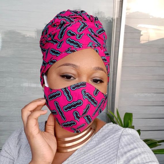 African Print Head Wrap and mask, African Head Tie, Ankara Head Wrap, African Turban, Ankara Head... | Etsy (US)