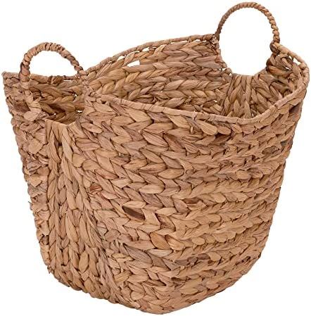 Amazon.com: Household Essentials ML-4002 Tall Water Hyacinth Wicker Basket with Handles | Natural... | Amazon (US)