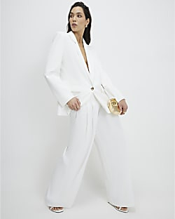 White Tailored Wide Leg Trousers | River Island UK & IE