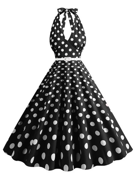 1950s Halter Polka Dot Print Swing Dress | Retro Stage