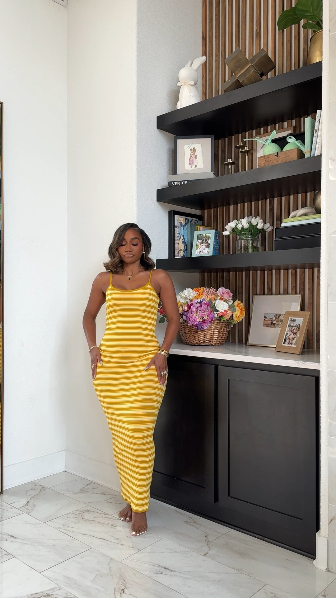 Yellow striped bodycon tank maxi dress! Comes in blue as well  

#LTKootd #LTKMidsize