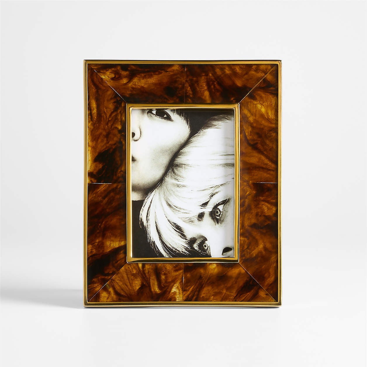 Tortoise Brass Resin 5x7 Picture Frame | Crate & Barrel | Crate & Barrel