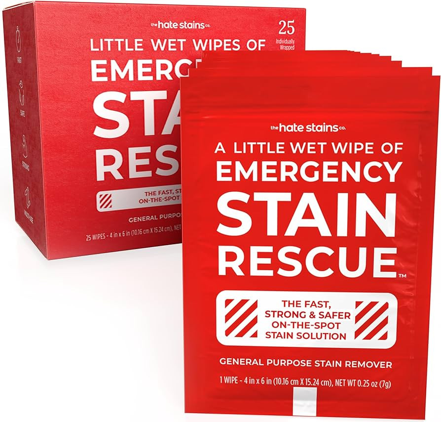 Emergency Stain Rescue Remover Spray – 25 Wipes - Couch Stain Remover for Clothes, Fabric, Silk... | Amazon (US)