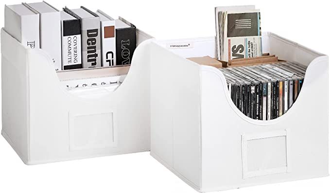 StorageWorks Storage Bins, Foldable Storage Basket for Shelves, Fabric Organizing Bins with Cutou... | Amazon (US)