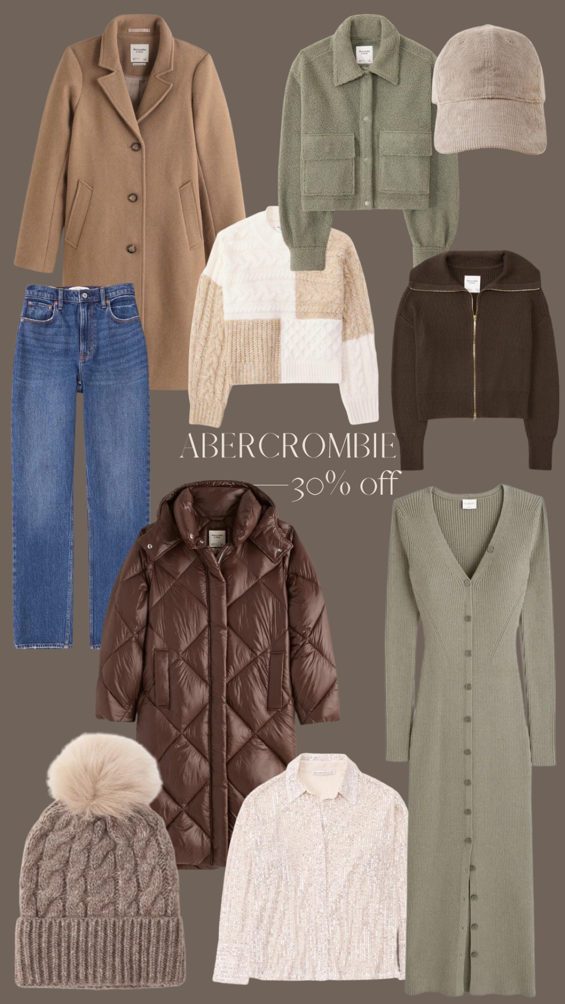 Abercrombie Black Friday 30% off sitewide - denim, sweaters, coats, sweater dress, maxi dress 

#LTKCyberweek #LTKsalealert