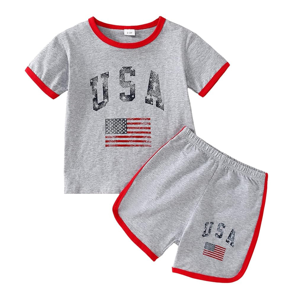 Toddler Boy/Girl 4th of July Outfit USA Tee Shirt Top+American Flag Shorts Independence Day Cloth... | Amazon (US)