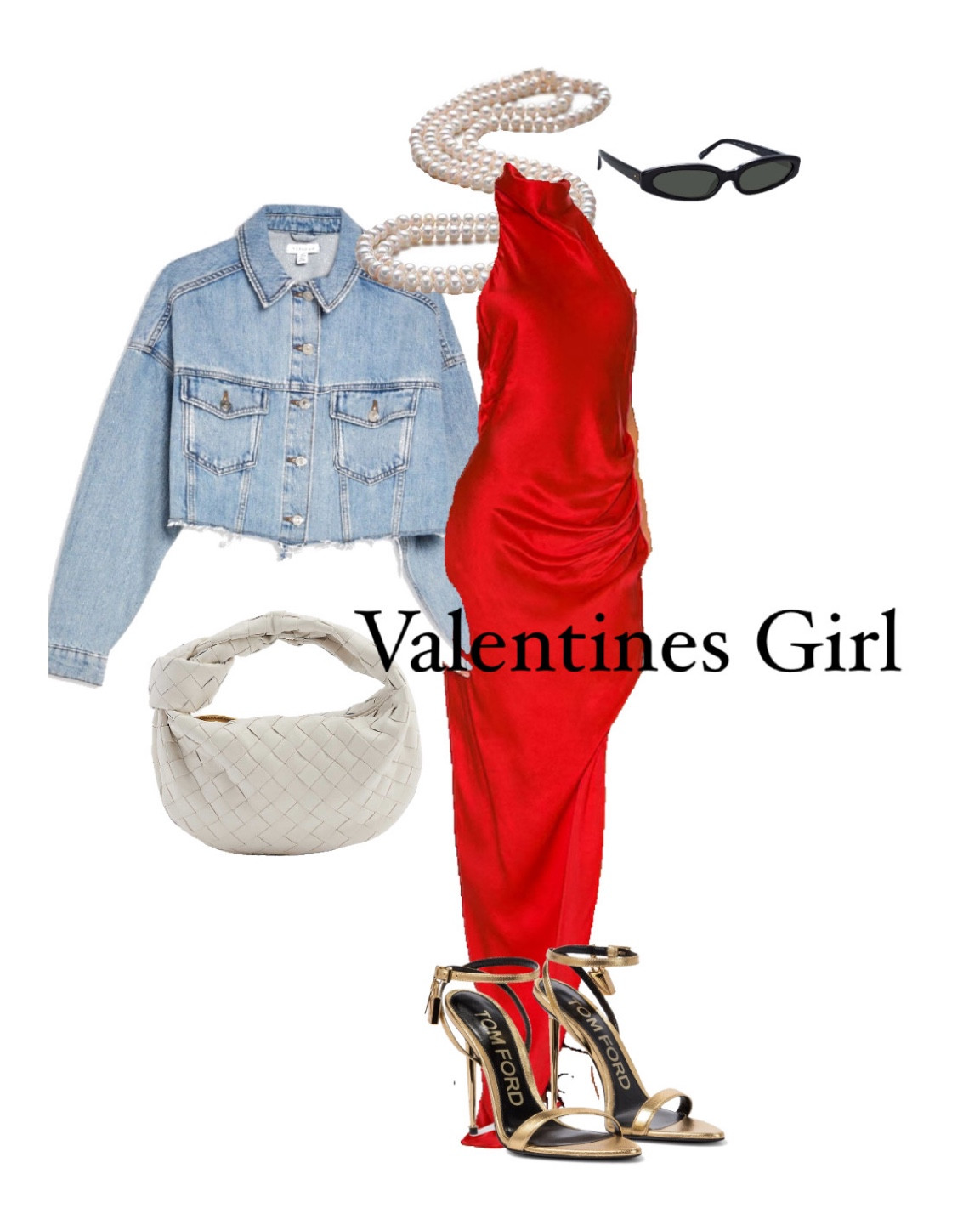 For this Valentines look be sure to wear the denim jacket over your shoulders and the long strand of pearls hang nicely done the neck and chest of the silk sexy red dress. How it’s your turn! 
#valentinesgirl #ladyinred #galentinesbabes #vdaylooks 

#LTKMostLoved #LTKU #LTKstyletip