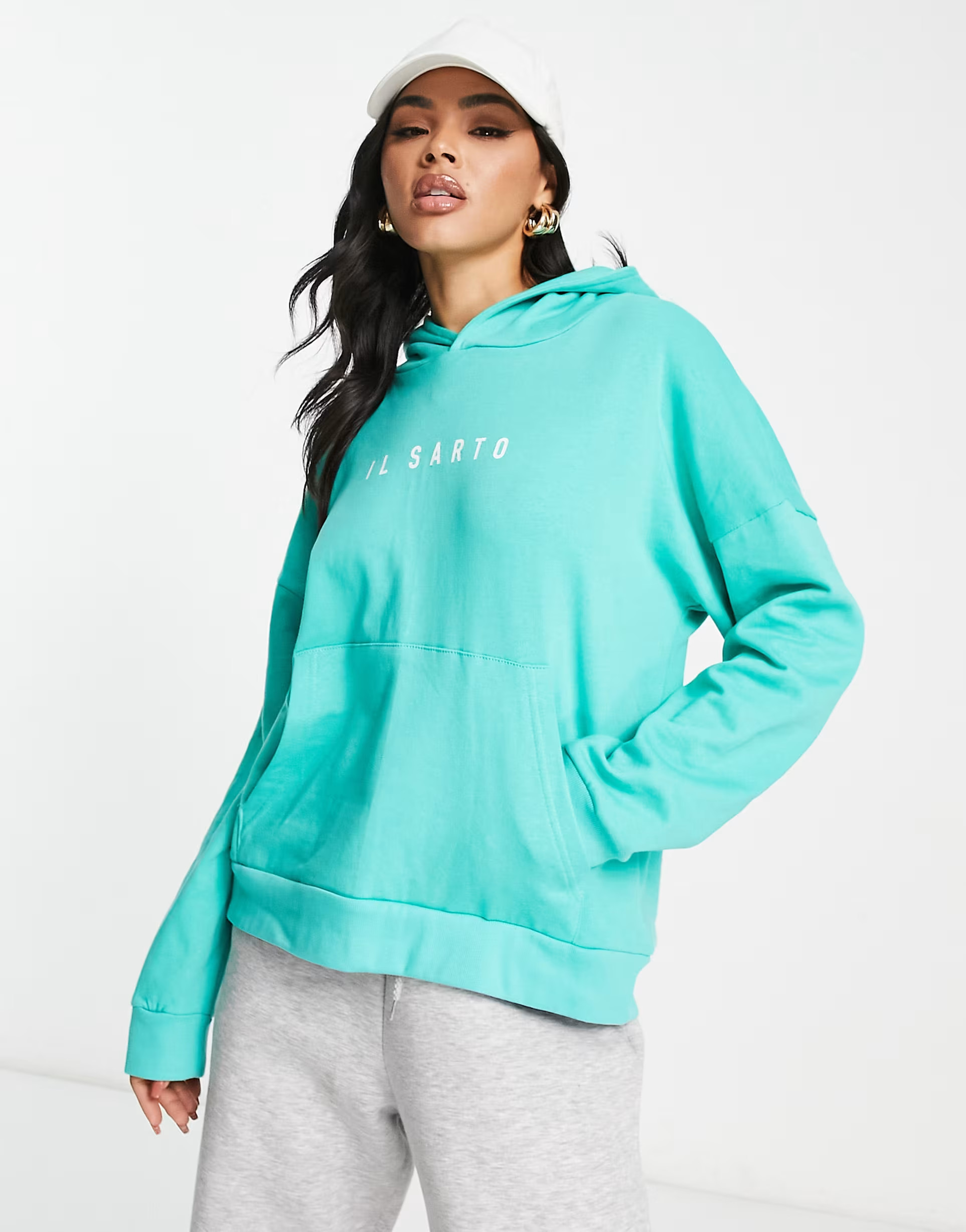 Il Sarto - Oversized hoodie met logo in felblauw, deel van co-ord set | ASOS (Global)