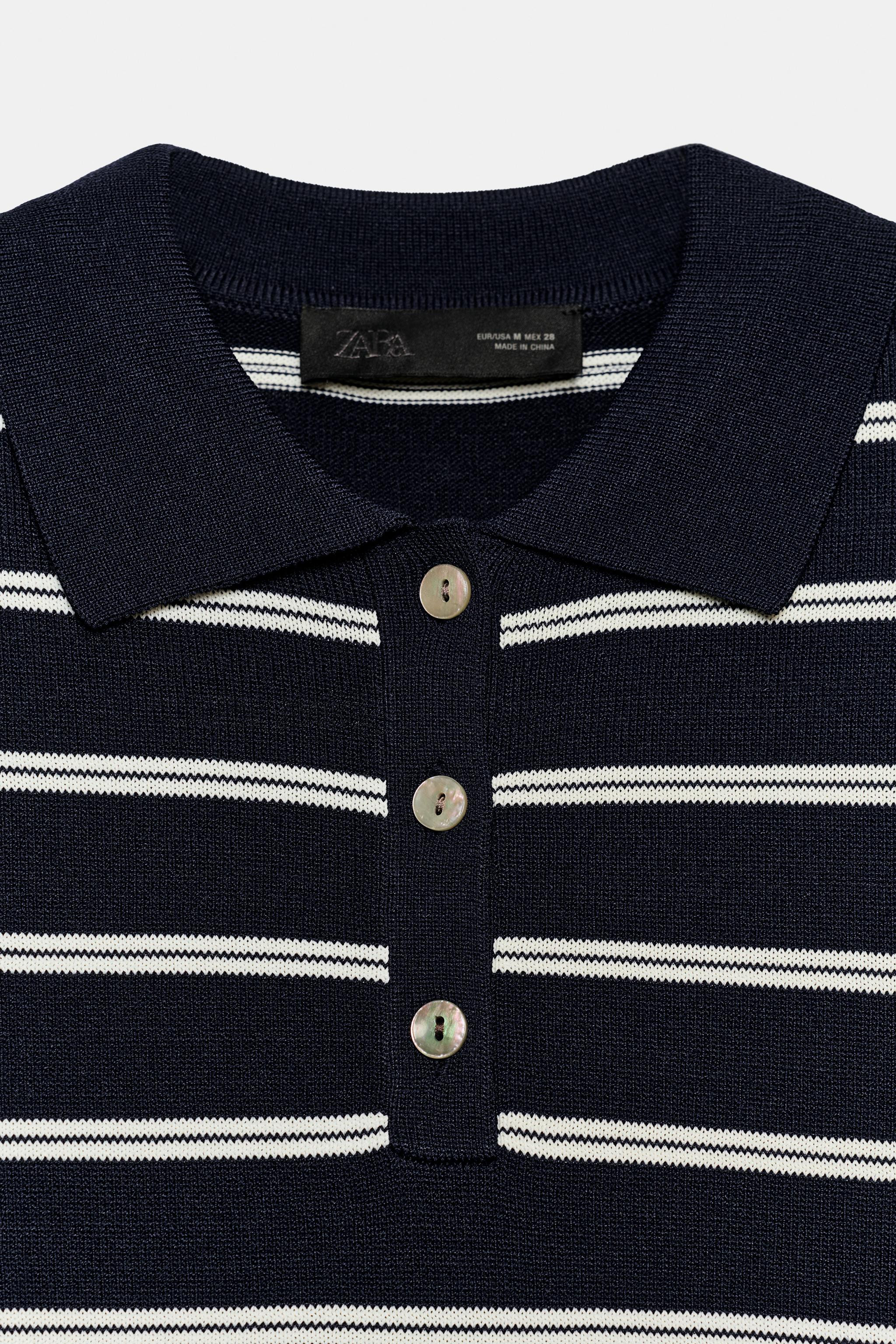 SHORT SLEEVE STRIPED KNIT POLO | Zara US