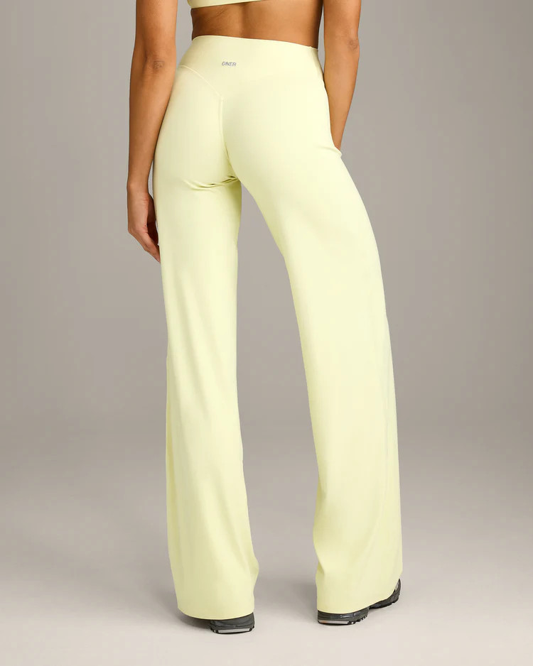 SoftMotion™ Straight Leg Pants with Gray Logo 
 Pastel Yellow | Oner Active (UK / US)