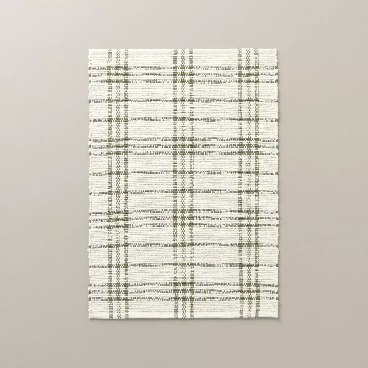 Tri-Stripe Plaid Handmade Woven Area Rug Green/Cream - Hearth & Hand™ with Magnolia | Target