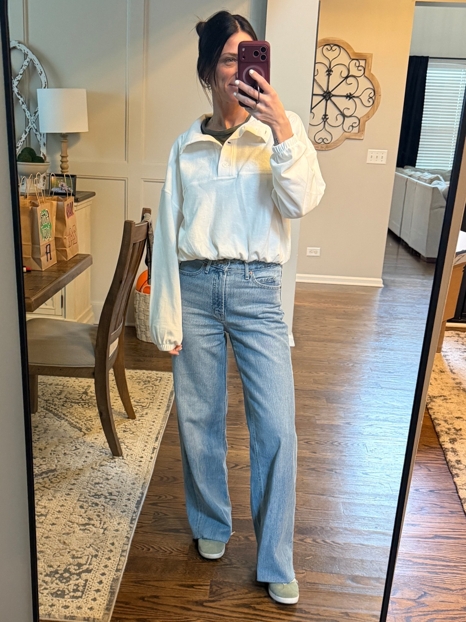 Started to feel like spring, then my kids got there first snow day of the year - Mid March 🤣 Only in the Midwest! But i am still loving these Old Navy jeans so much! And they are ON SALE!! 

#LTKootd #LTKgrwm #LTKSaleAlert