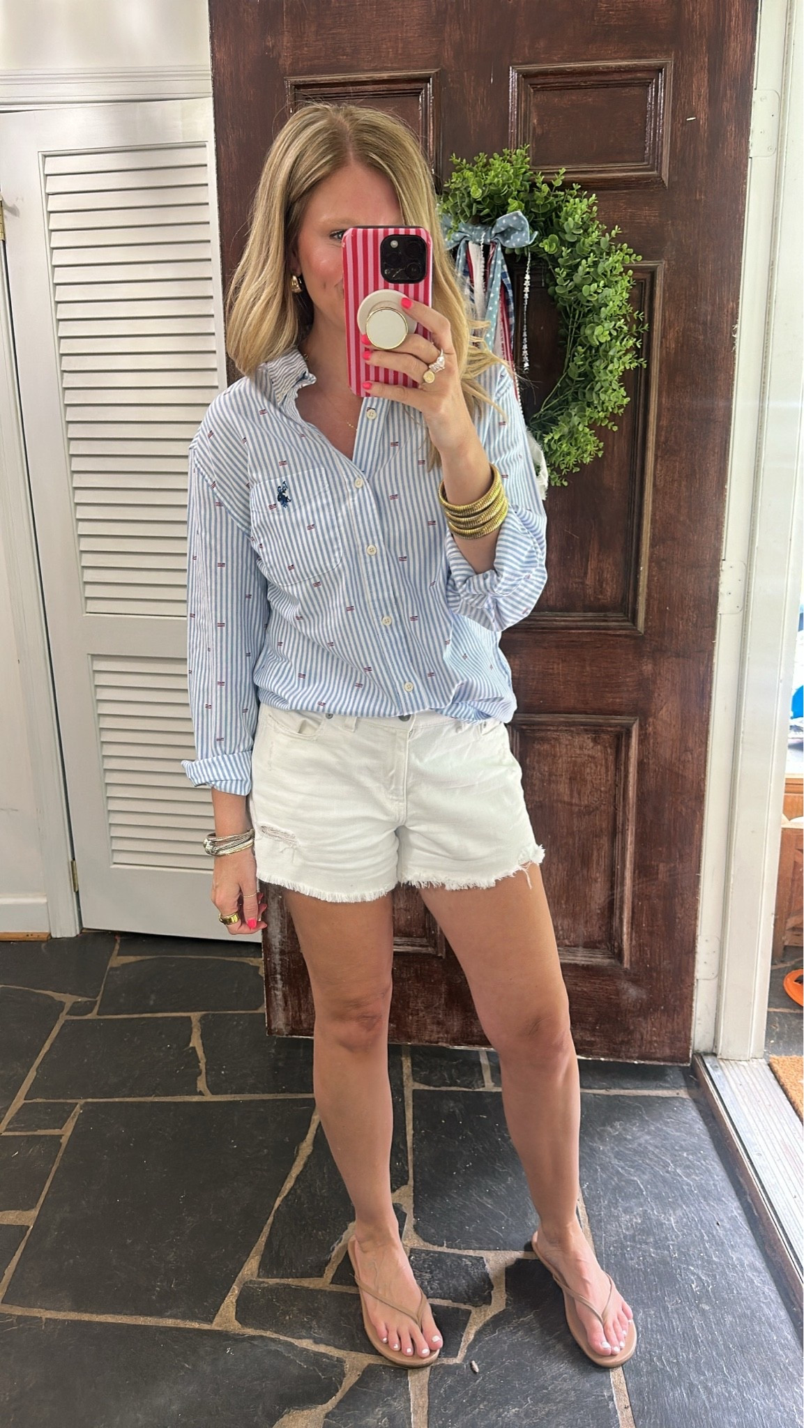 The cutest Americana polo shirt from
Walmart men’s dept! In size M
