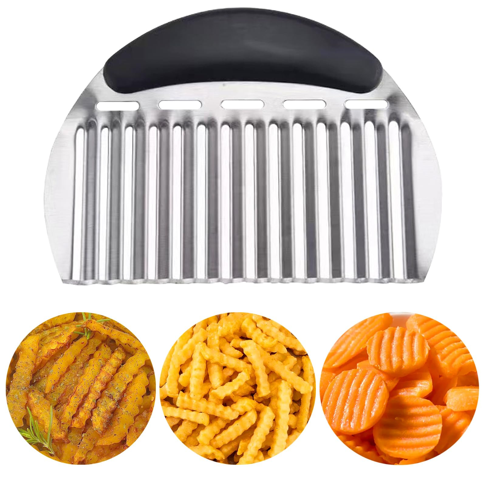 JAYVAR Large Crinkle Cutter French Fry Cutter, Large Crinkle Potato Slicer Wavy Chopper, Stainles... | Amazon (US)