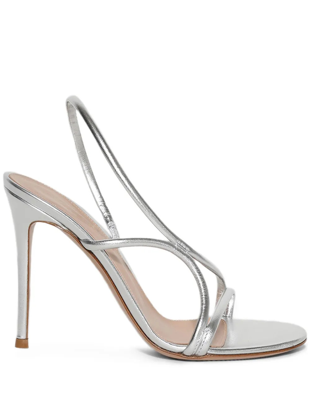 Gianvito Rossi 100mm slingback leather sandals - Silver | Farfetch Global