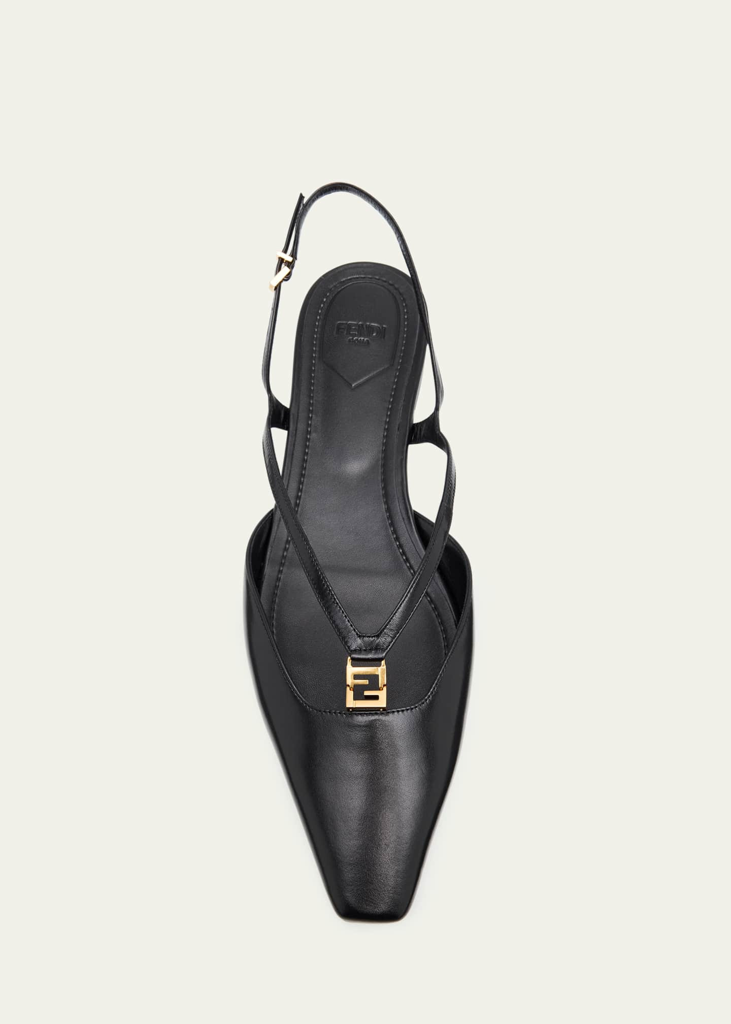 Fendi Fold Leather Slingback Flats | Bergdorf Goodman