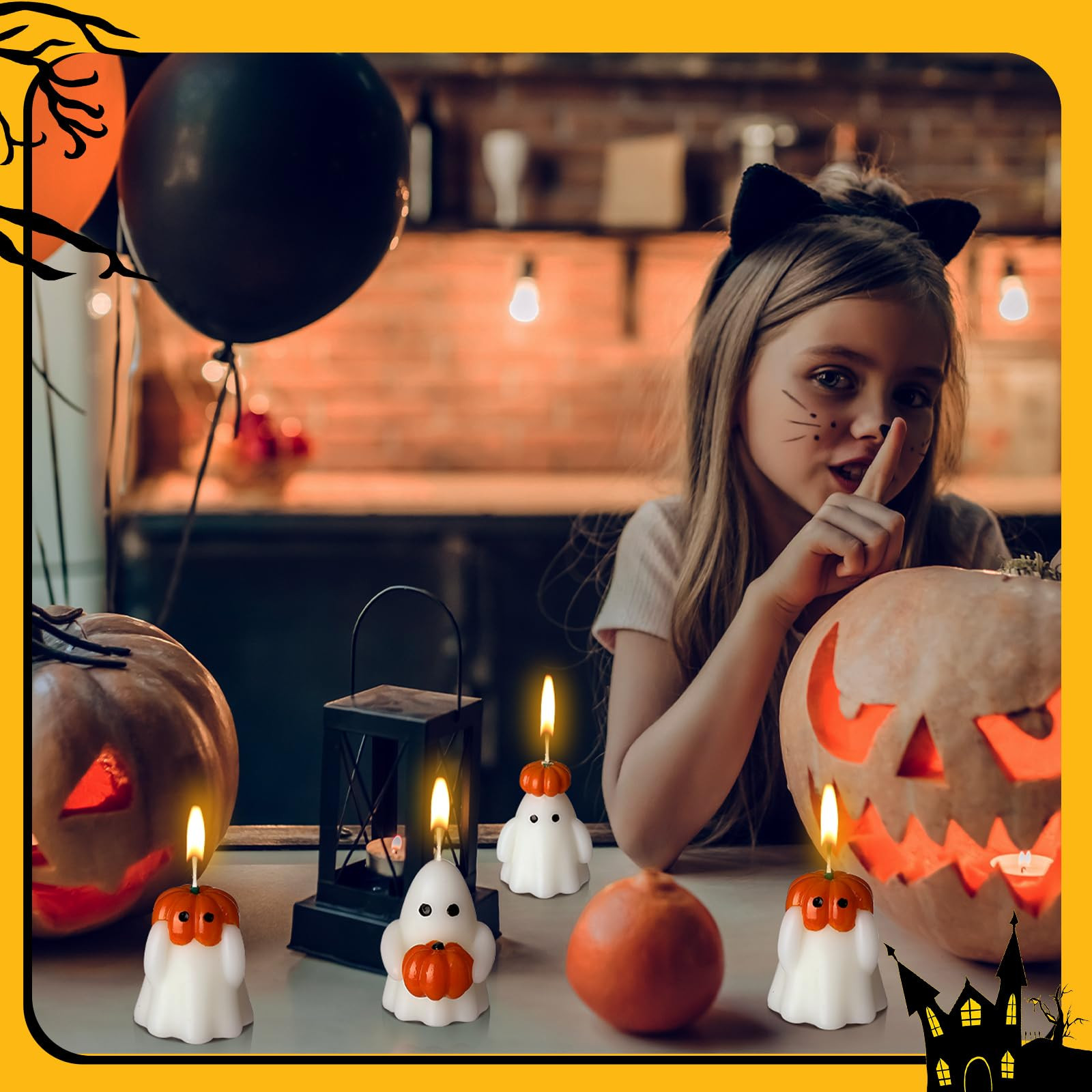 Tondiamo 4 Pcs Halloween Ghost Candle Large Pumpkin Spooky Ghost Shaped Candles Tea Lights Goth G... | Amazon (US)