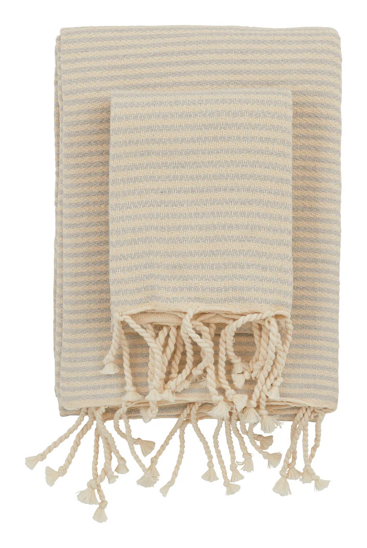 Hammam Grey Striped Towels | Jayson Home