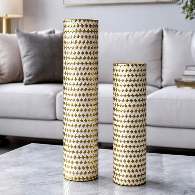 Leewadee Gold Tall Floor Vase, Set of 2 Decorative 24/19″ Large Gold Vases from Metal for Home ... | Amazon (US)
