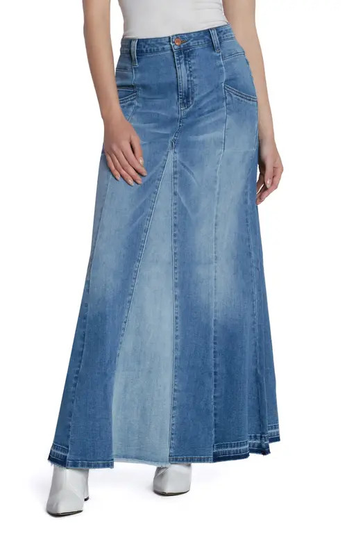 Wash Lab Denim Bliss Flare Denim Maxi Skirt in Spark Blue at Nordstrom, Size 32 | Nordstrom