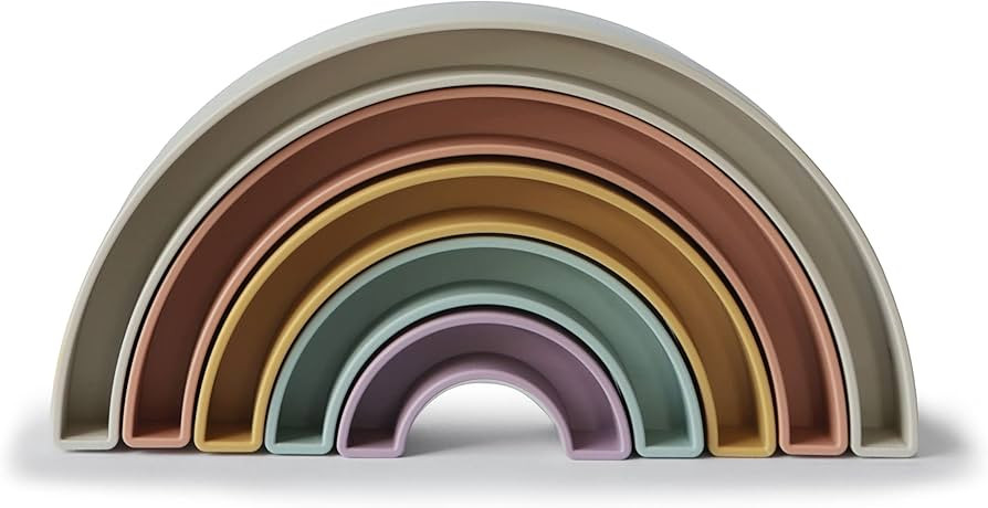 mushie Rainbow Stacker Toy 5pcs | Made in Denmark (Tropical) 1 Year+ | Amazon (US)
