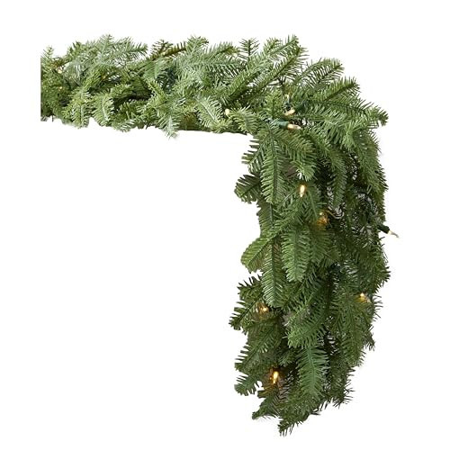 Balsam Hill BH Balsam Fir Christmas Garland - Premium True Needle Greenery Garland with Battery-Operated LED Clear Lights for Indoor Holiday Decorating, 6' | Amazon (US)
