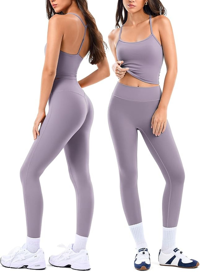 Matching Workout Sets for Women,Breathable Sport Bras & Seamless Leggings,2 Piece ActiveWear Outf... | Amazon (US)