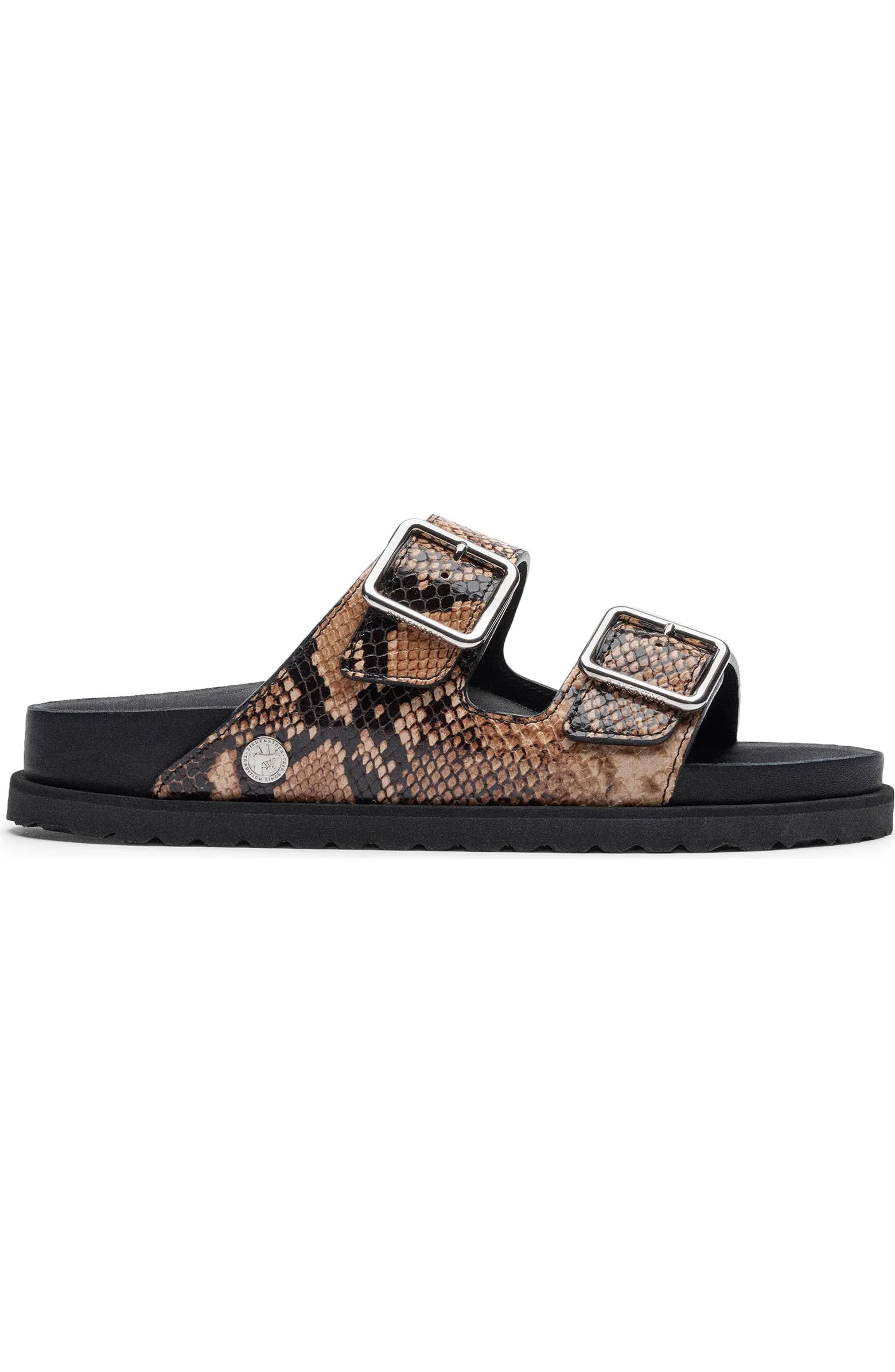 Arizona Snakeskin Embossed Leather Buckle Slide Sandal (Women) | Nordstrom
