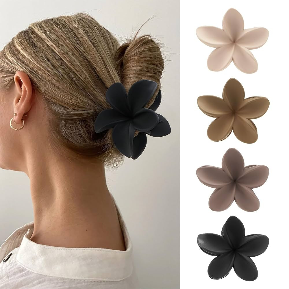 ZOUIQSS 4 Pieces Flower Hair Claw Clips, Hawaii Non-Slip Hair Jaw Clips, Hair Styling Accessories... | Amazon (UK)