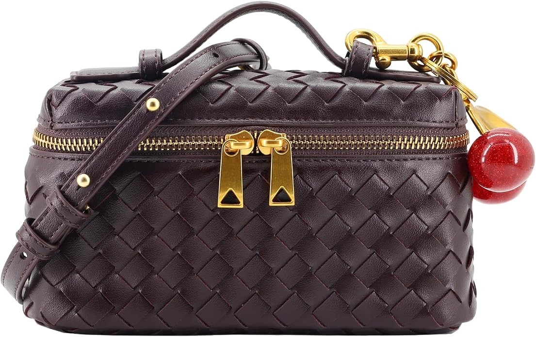 Small Woven Box Crossbody Bags for Women Designer Leather Mini Top Handle Clutch Purse Square Van... | Amazon (US)