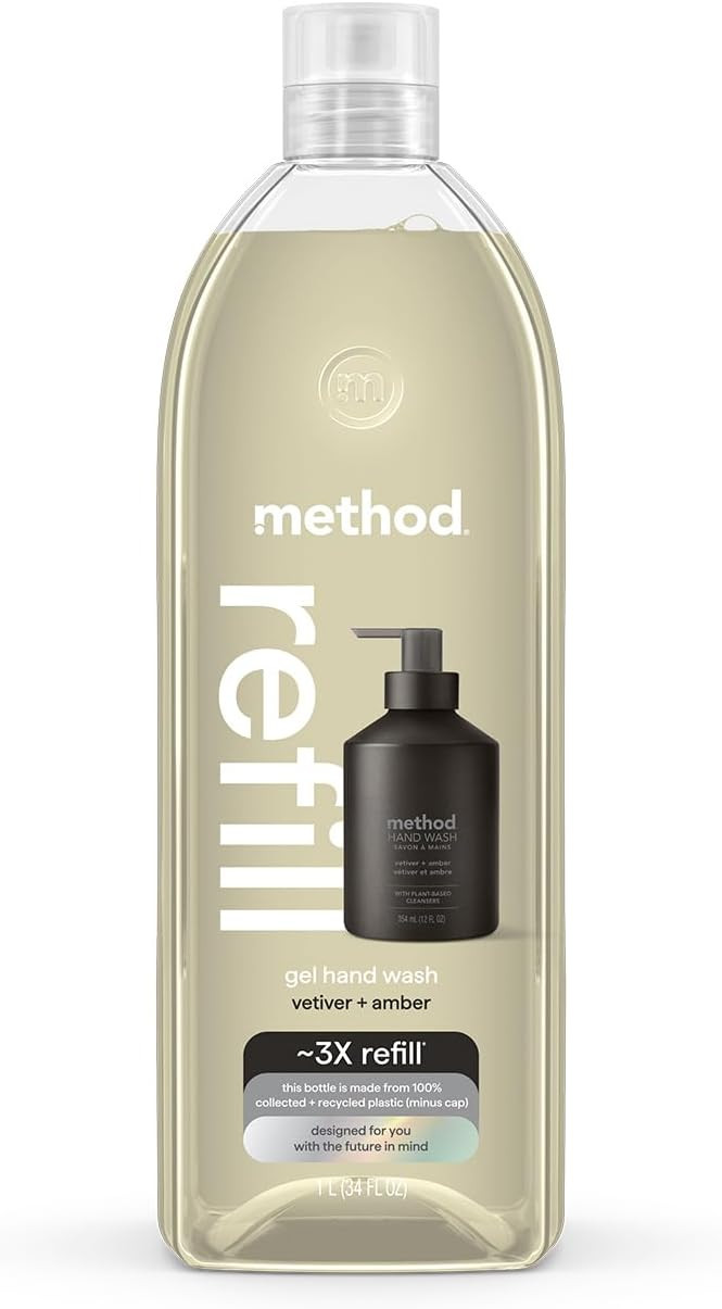 Method Gel Hand Soap Refill, Vetiver + Amber, 34 Fl Oz (Pack of 1) (Packaging May Vary) | Amazon (US)