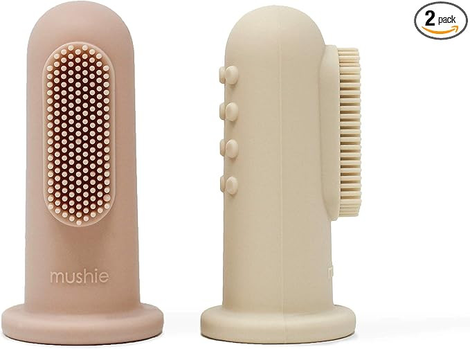 mushie Baby Finger Toothbrush (Blush/Shifting Sand) 2-Pack | Amazon (US)