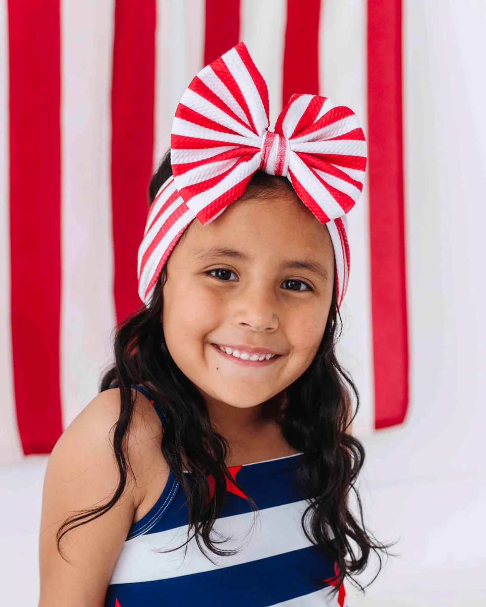 Red Stripe Biggie Bow | Bums & Roses