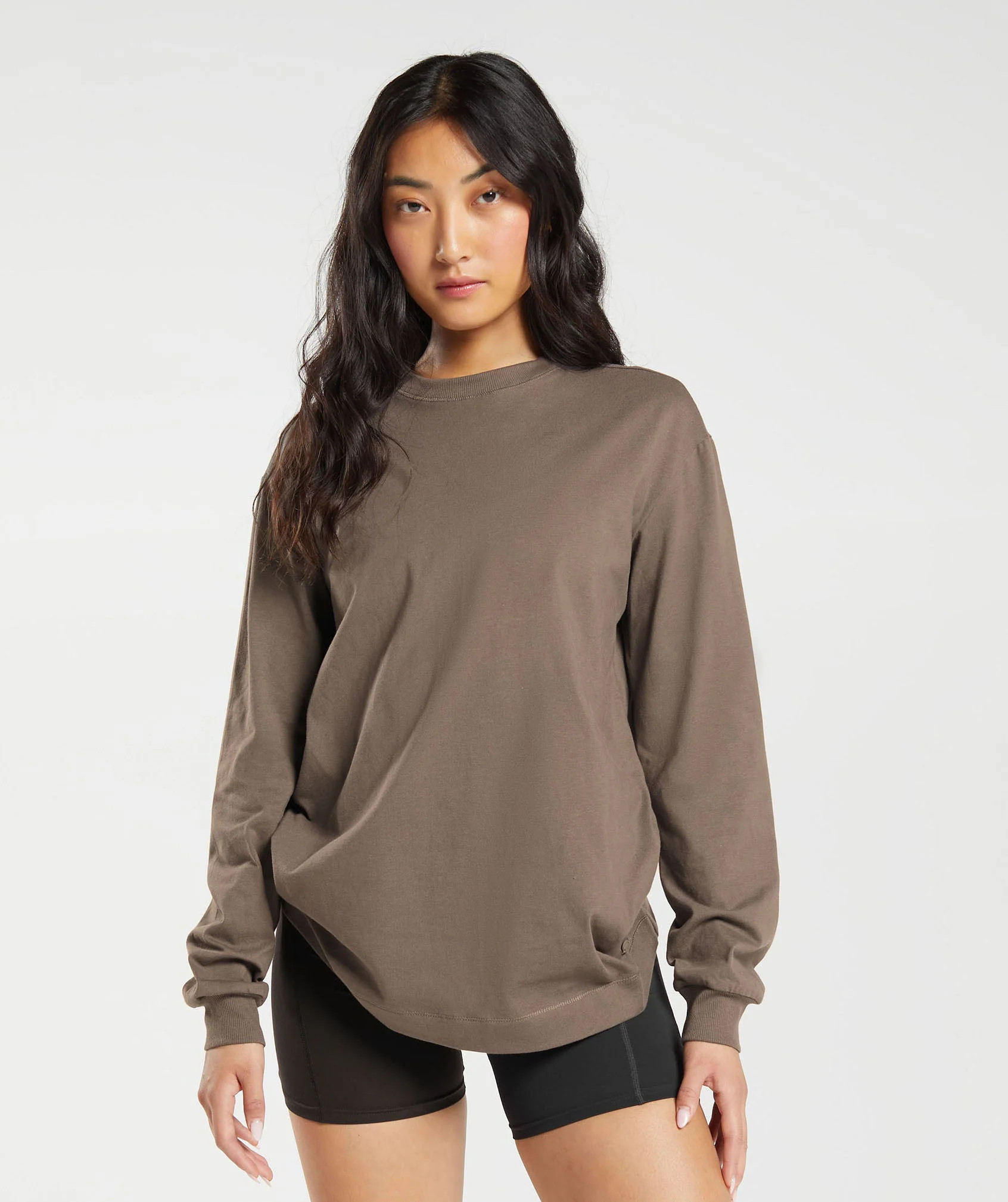 Gymshark Cotton Oversized Long Sleeve Top - Camo Brown | Gymshark (Global)