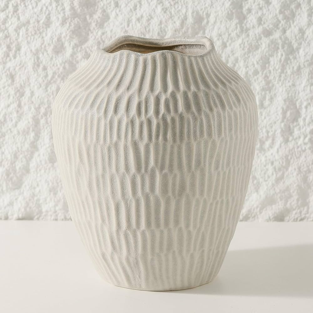 Ceramic Vase for Home Decor,7.8 Inch Flower Vase，Decorative Grey Vases for Pampas Grass，Moder... | Amazon (US)