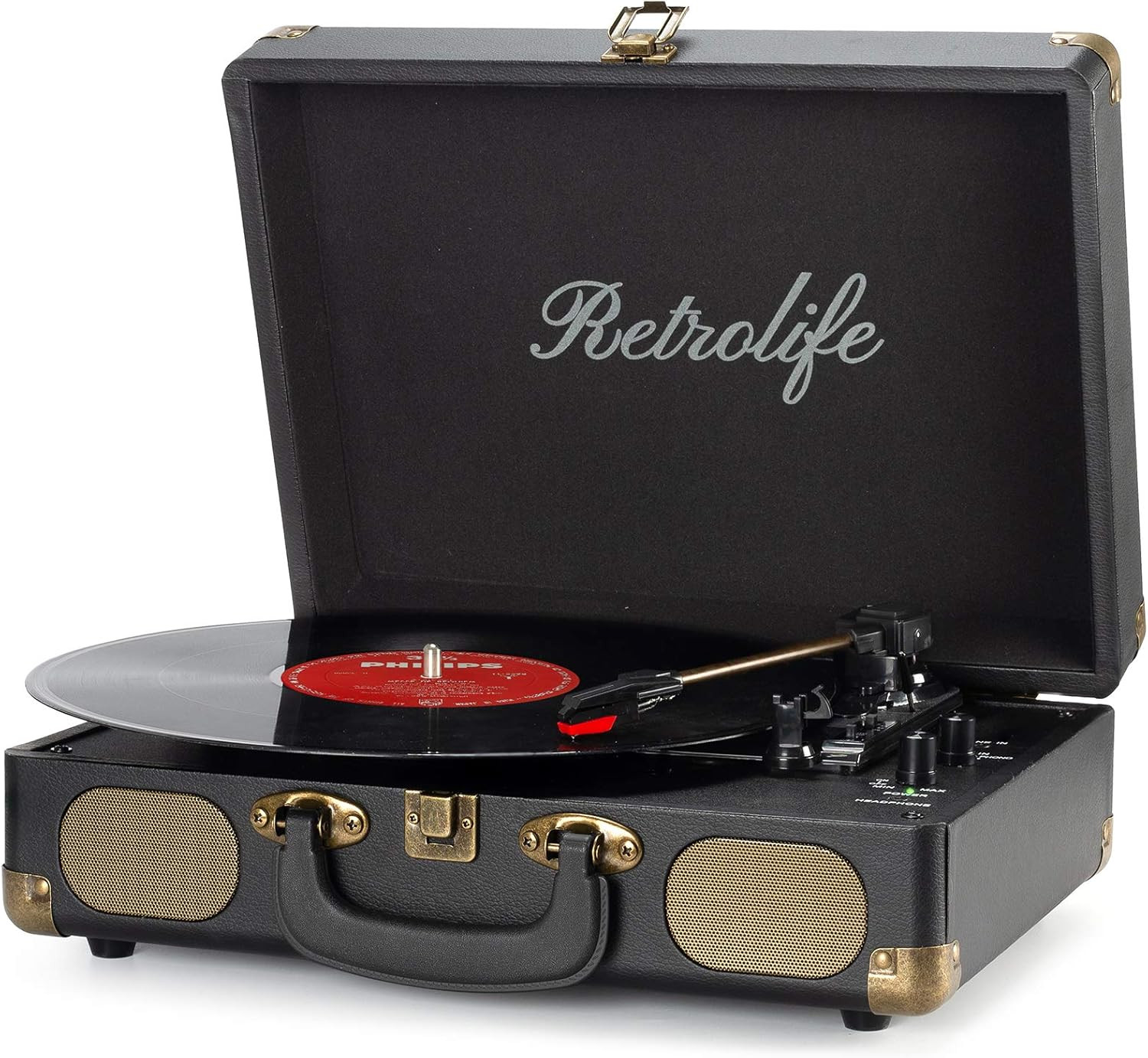 Vinyl Record Player 3-Speed Bluetooth Suitcase Portable Belt-Driven Record Player with Built-in S... | Amazon (US)