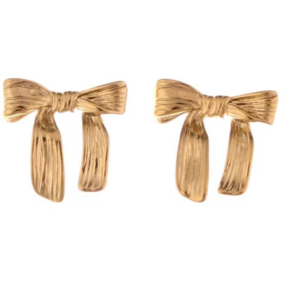 Alilang Gold Tone Textured Bow Stud Fashion Earrings for a Delicate Touch - Gold | Target