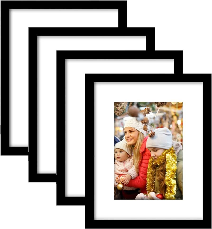 Fsinnsuzi 8x10 Picture Frame Set of 4, Display Pictures 5x7 with Mat or 8x10 Without Mat, Multi P... | Amazon (US)