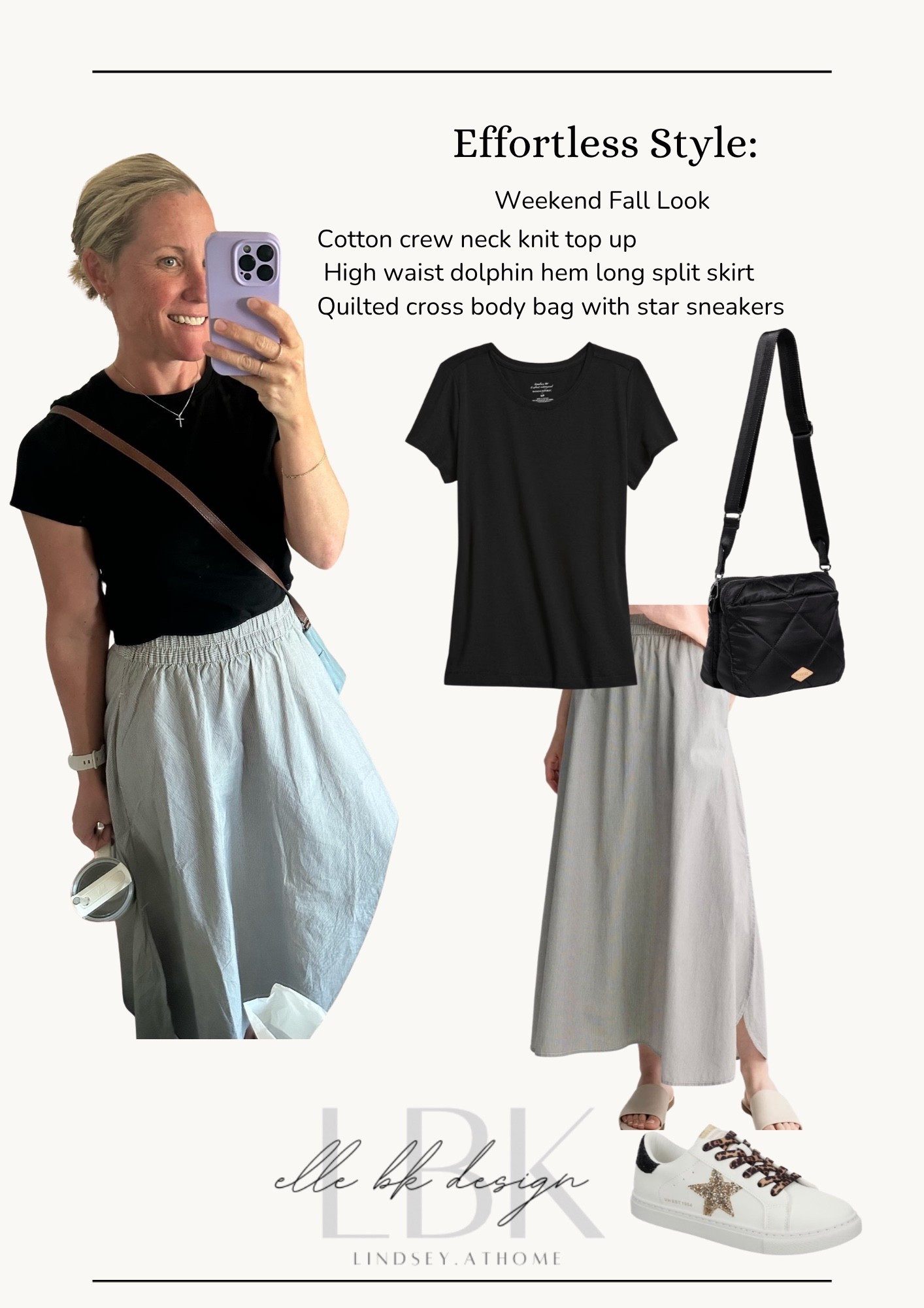 Weekend Fall look with a long skirt, and crew neck top, cross body bag and sneakers. Size small in skirt!

#LTKmomlife #LTKstorytime #LTKPetite