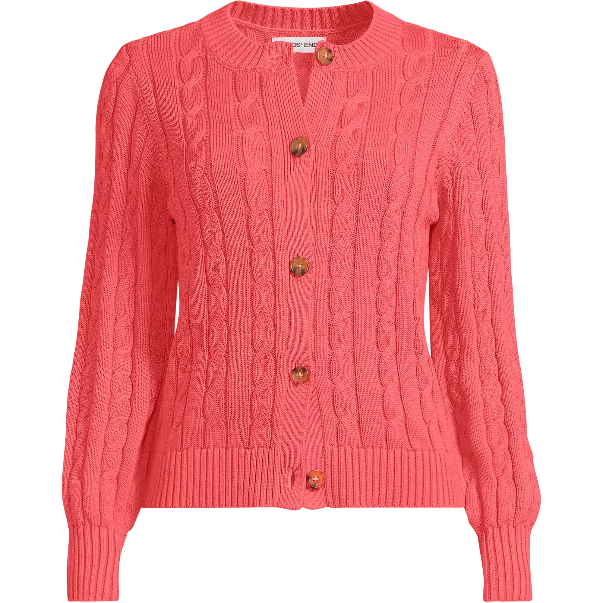 Women's Plus Size Drifter Classic Cable Crew Neck Cardigan Sweater | Lands' End (US)