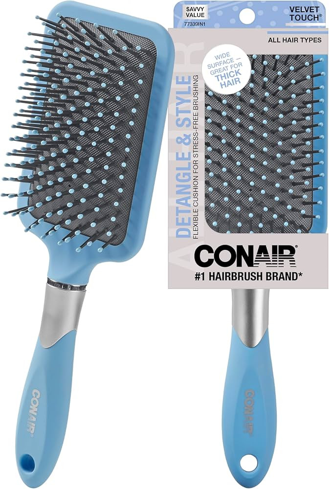 Conair Velvet Touch Paddle Cushion hair brush - Detangling hairbrush - curly or straight styles -... | Amazon (US)