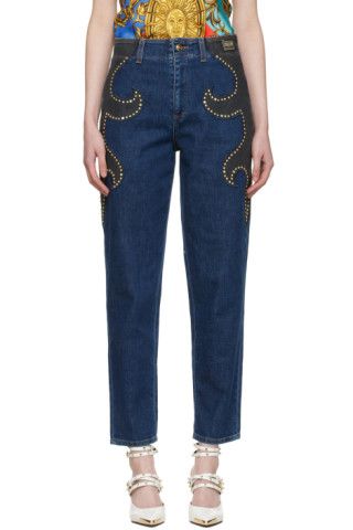 Blue Studded Jeans | SSENSE