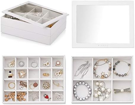 Vlando Stackable Jewelry Tray - Multipurpose Jewelry Accessories Display Storage and Organizer fo... | Amazon (US)
