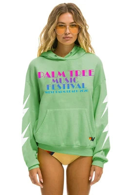 PALM TREE FEST WEST PALM 2026 PULLOVER HOODIE RELAXED - NEON MINT | Aviator Nation