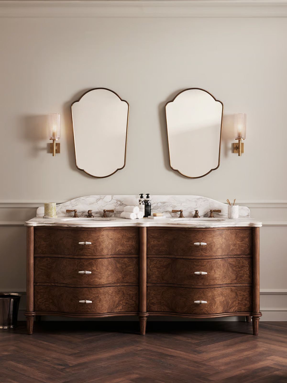 Valerie Double Vanity, Arabescato Marble | Soho Home Ltd